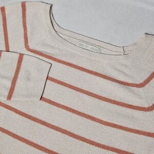 Barefoot Dreams CozyChic Ultra Lite Striped Kangaroo Pocket Sweater Cream Small
